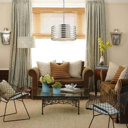 Drum Modern Pendant Lighting Kitchen Chrome Finish